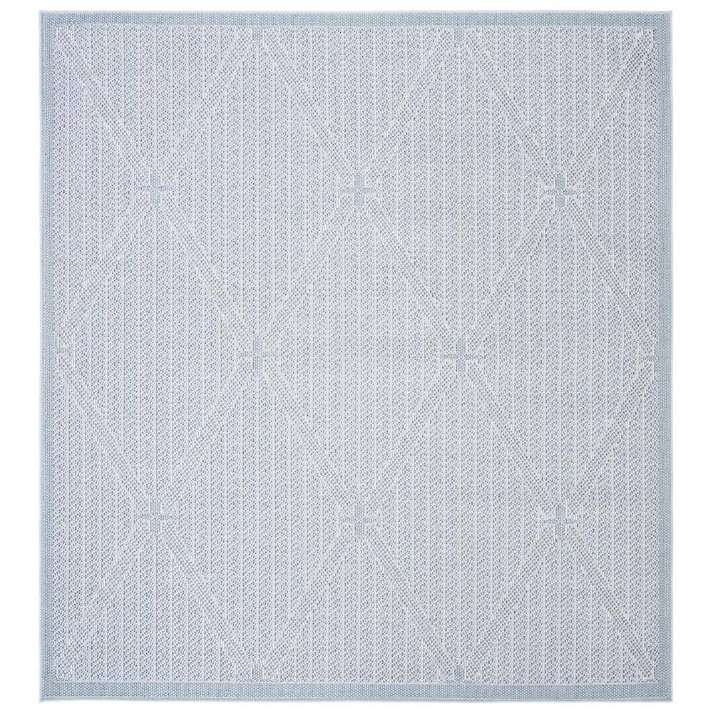 Bermuda BMU811 Machine Washable UV & Stain Resistant Non-Shedding Power Loomed Indoor/Outdoor Area Rug - Light Blue/Ivory - 6'7"x6'7" - Safavieh