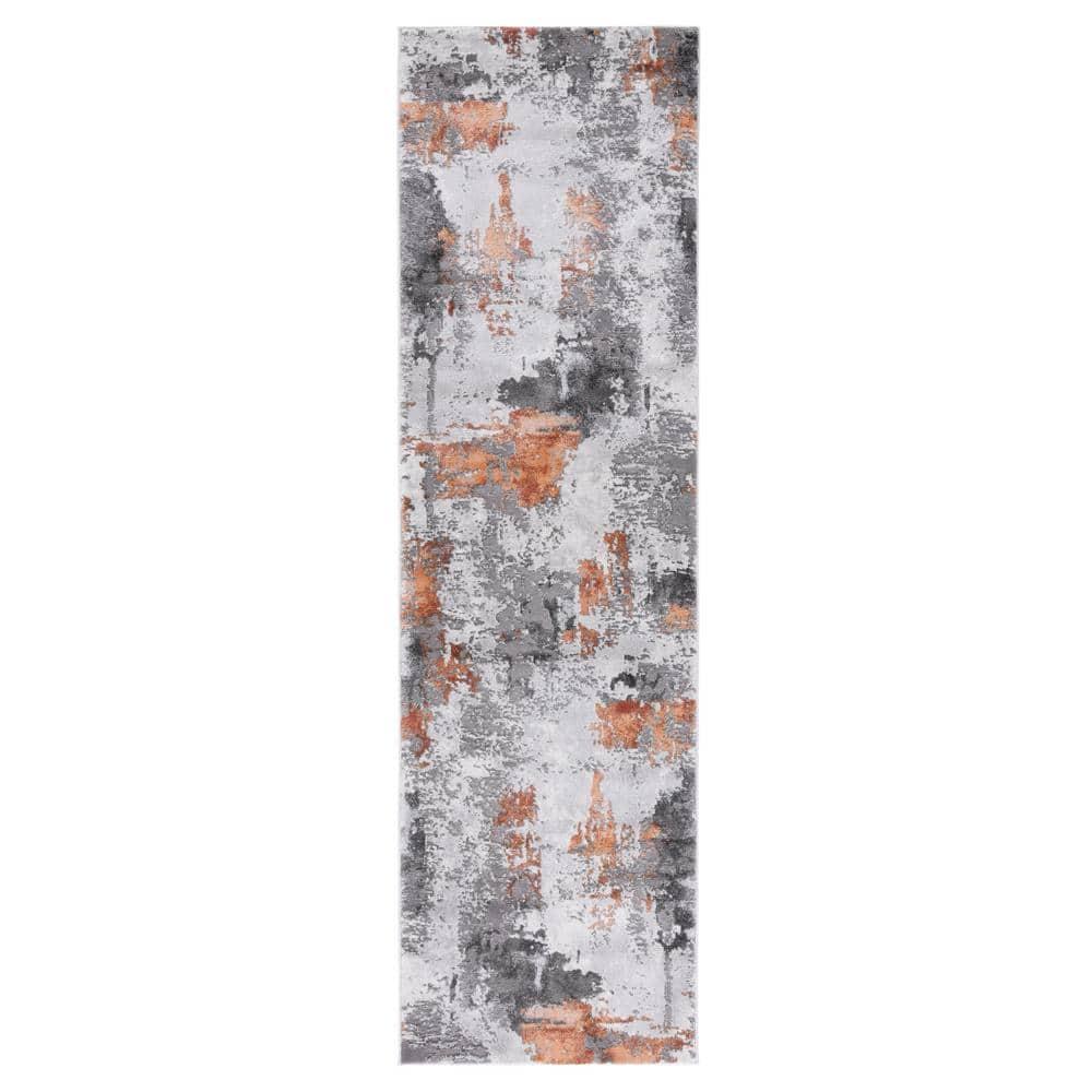 Craft CFT820 Loomed Indoor Runner Rug - Grey/Orange - 2'3"x12' - Safavieh