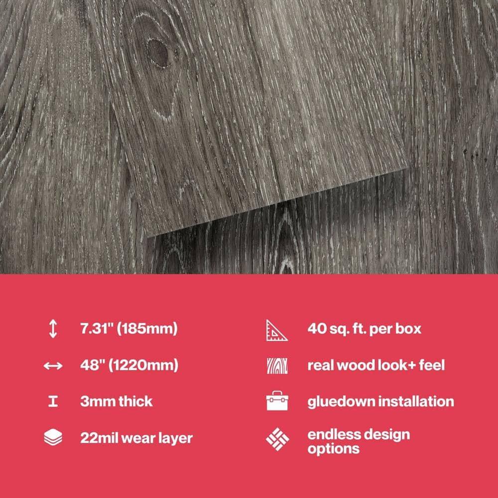 Lucida USA GlueCore Classic 22mil x 7.3" W x 48" L Glue Down Vinyl Tile Flooring
