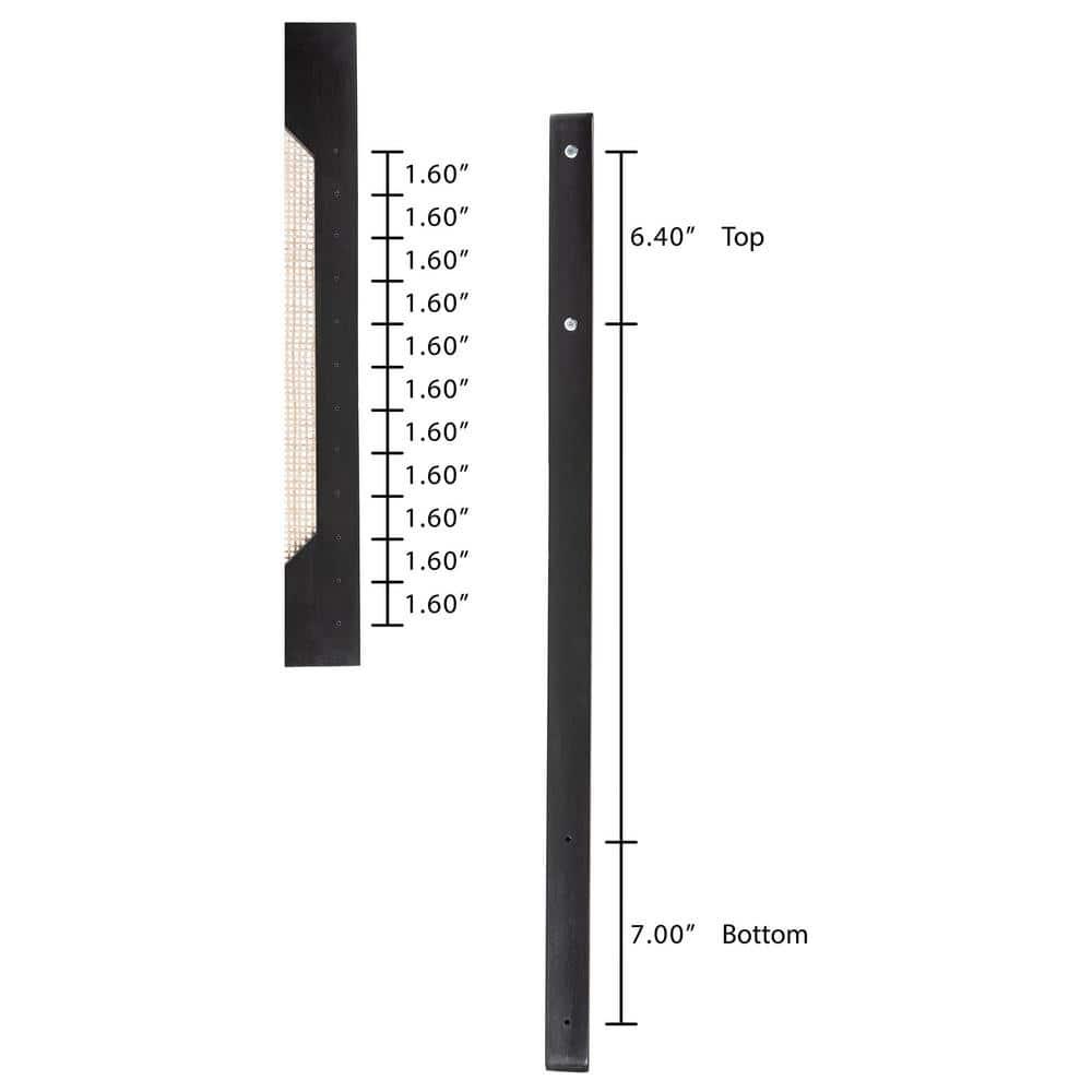 bali & pari Queen Aurelia Bayur Wood & Rattan Headboard Black/Natural: Bohemian Design, Wall/Bed Frame Mount