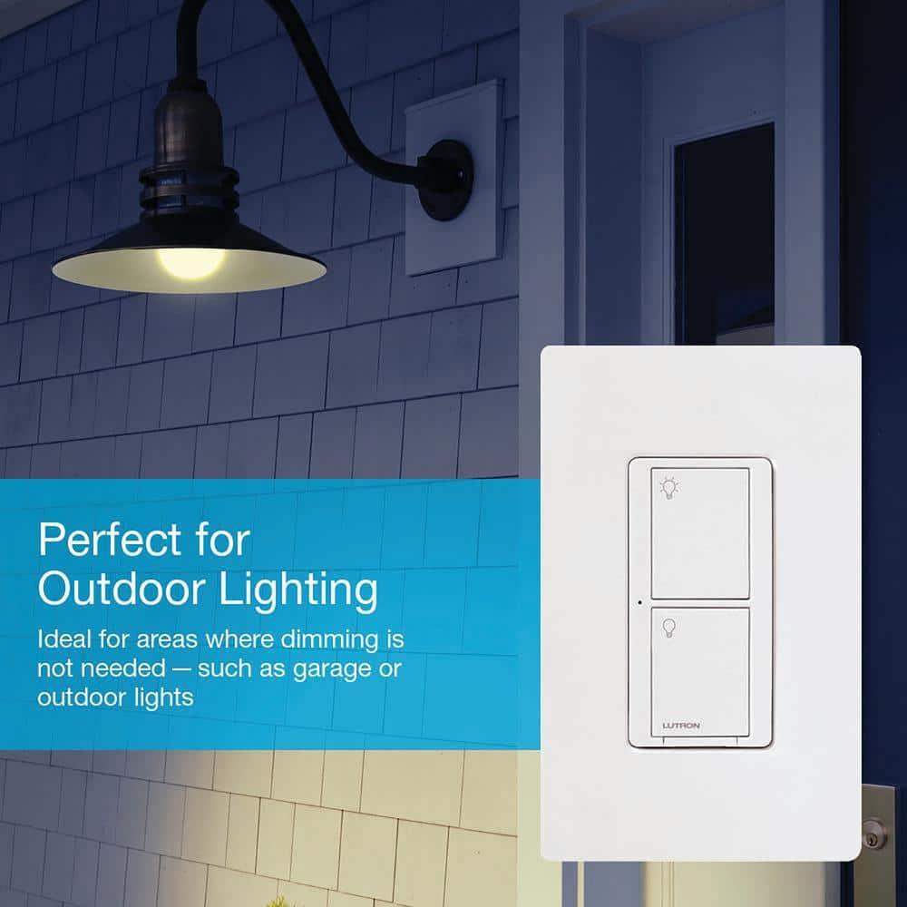 Lutron Caseta Smart Lighting Switch for All Bulb Types or Fans | Neutral Wire Required | PD-6ANS-WH | White