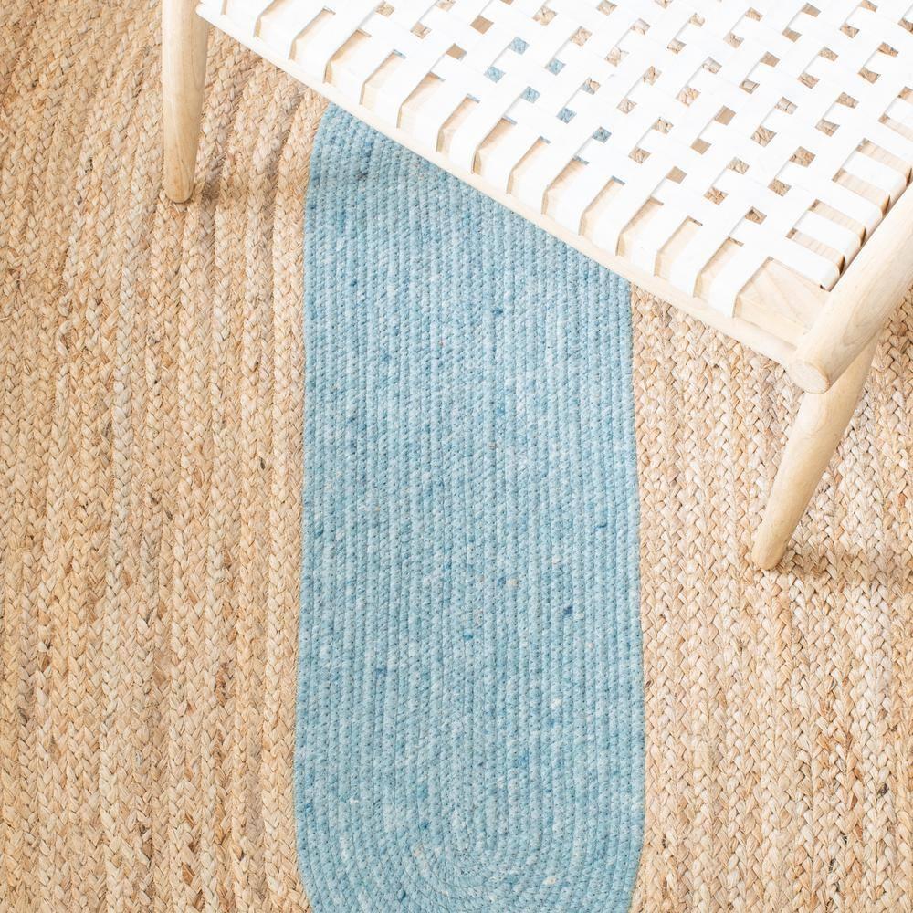 SAFAVIEH Braided Carina Bordered Reversible Area Rug, Blue/Natural, 5' x 7' Oval