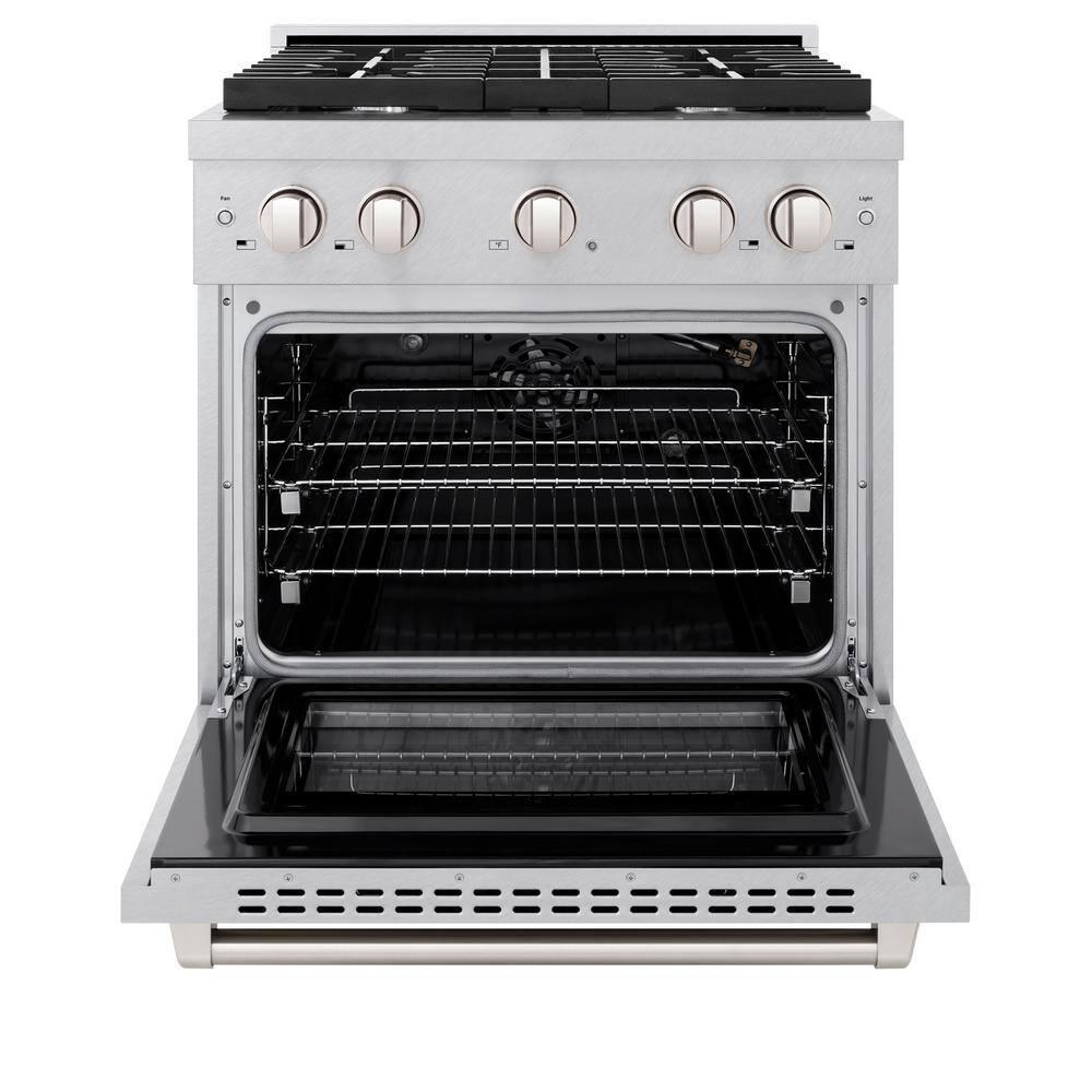 ZLINE Satin ZLINE 30 in. Paramount Gas Range w/ 4 Burners & Convection Oven w/ Door SGRS-30
