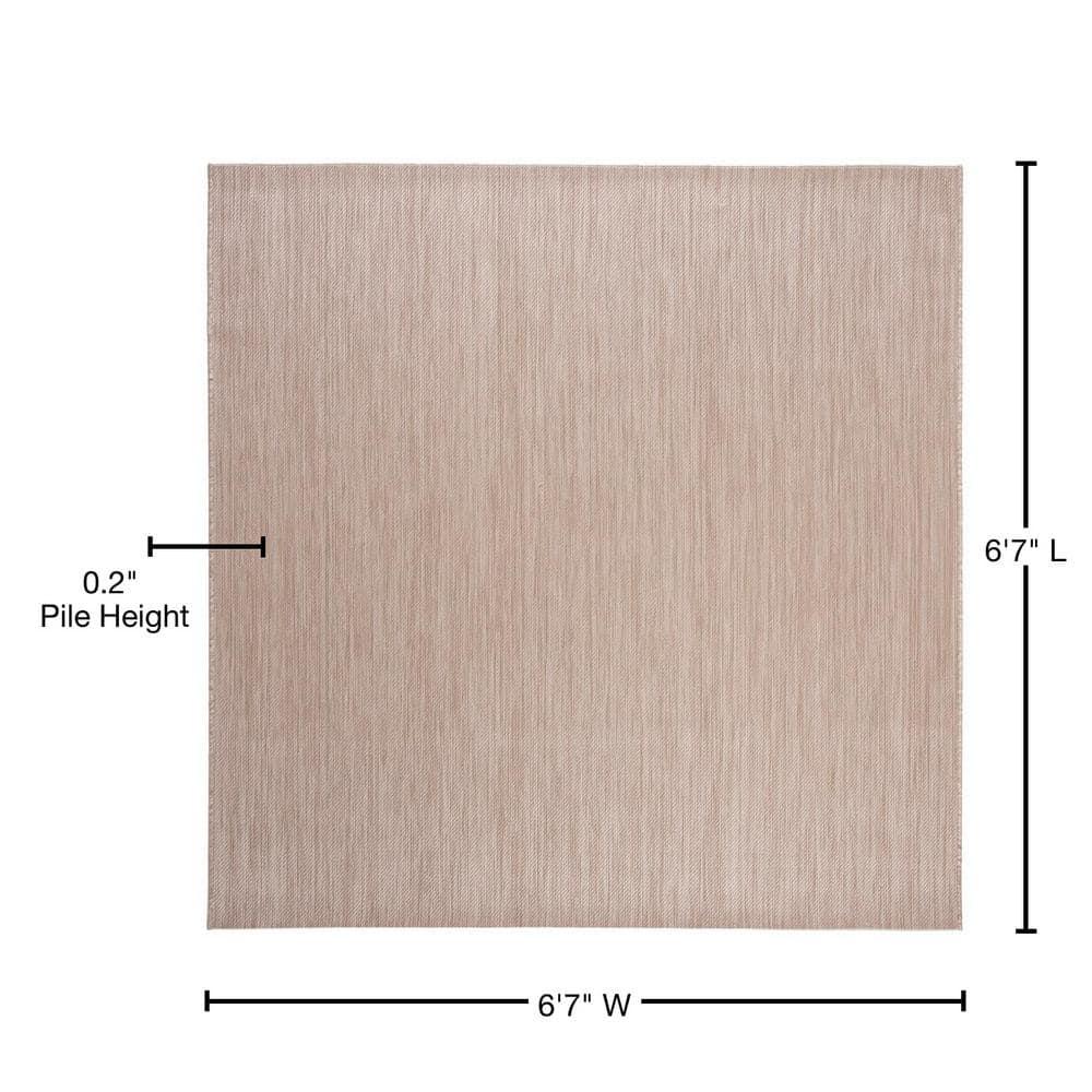 Beach House BHS218 Power Loomed Indoor/Outdoor Area Rug - Beige - 6'7"x6'7" - Safavieh
