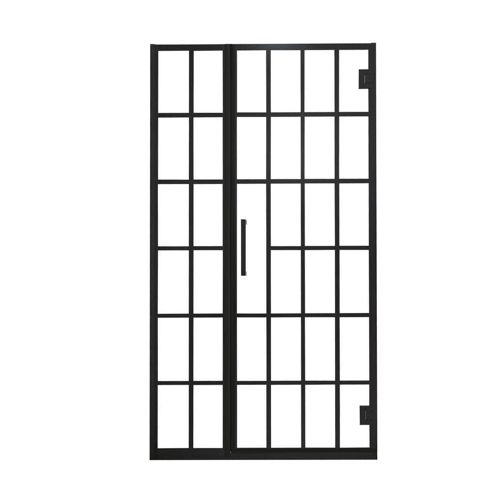 40" W x 72" H Wall Hinged Frameless Shower Door with Pattern Tempered Glass