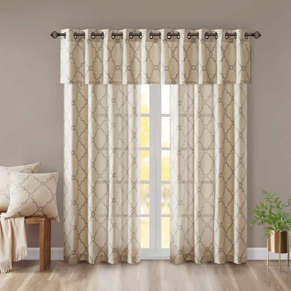 Madison Park Saratoga Fretwork Print Grommet Top Single Window Valance