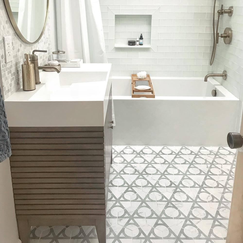 Carra Carrara Elegance 7"x8" Grey and White Matte Hexagon Porcelain Tile