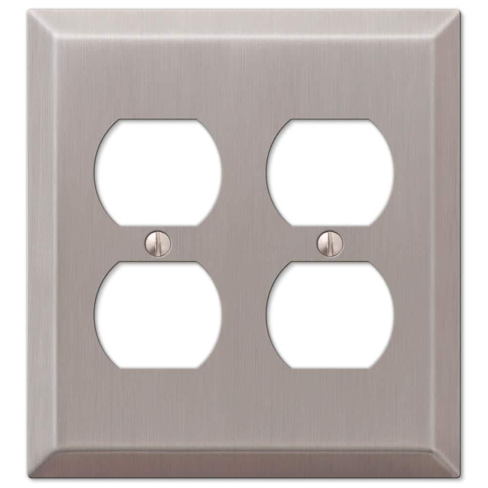 Amerelle Century Brushed Nickel 2 gang Stamped Steel Duplex Wall Plate 1 pk