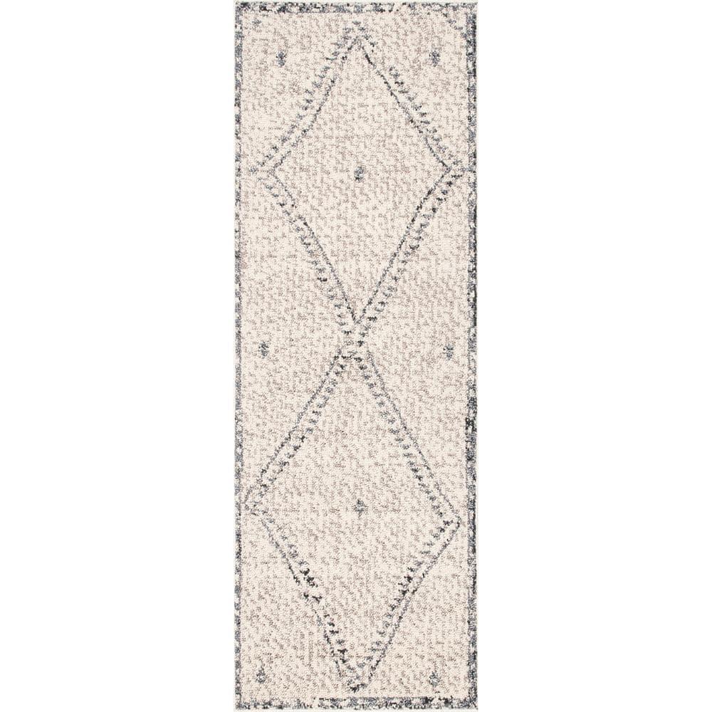 nuLOOM Blaine Dotted Diamond Runner Rug, 2' 6" x 8', Ivory