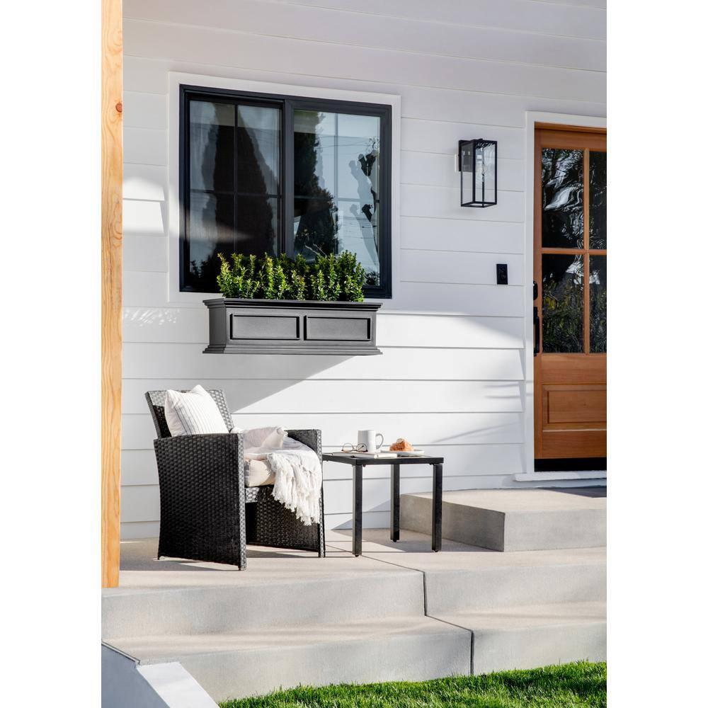 Veradek Brixton Railing Window Box 36" Plastic Planter 2-Pack Black
