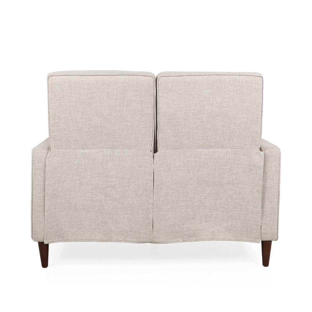 Noble House Craigue Fabric Tufted Loveseat Pushback Recliner, Beige