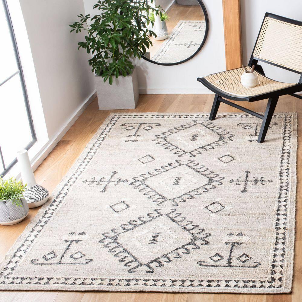 Kilim KLM762 Flat Weave Area Rug - Grey/Black - 7'x7' - Safavieh
