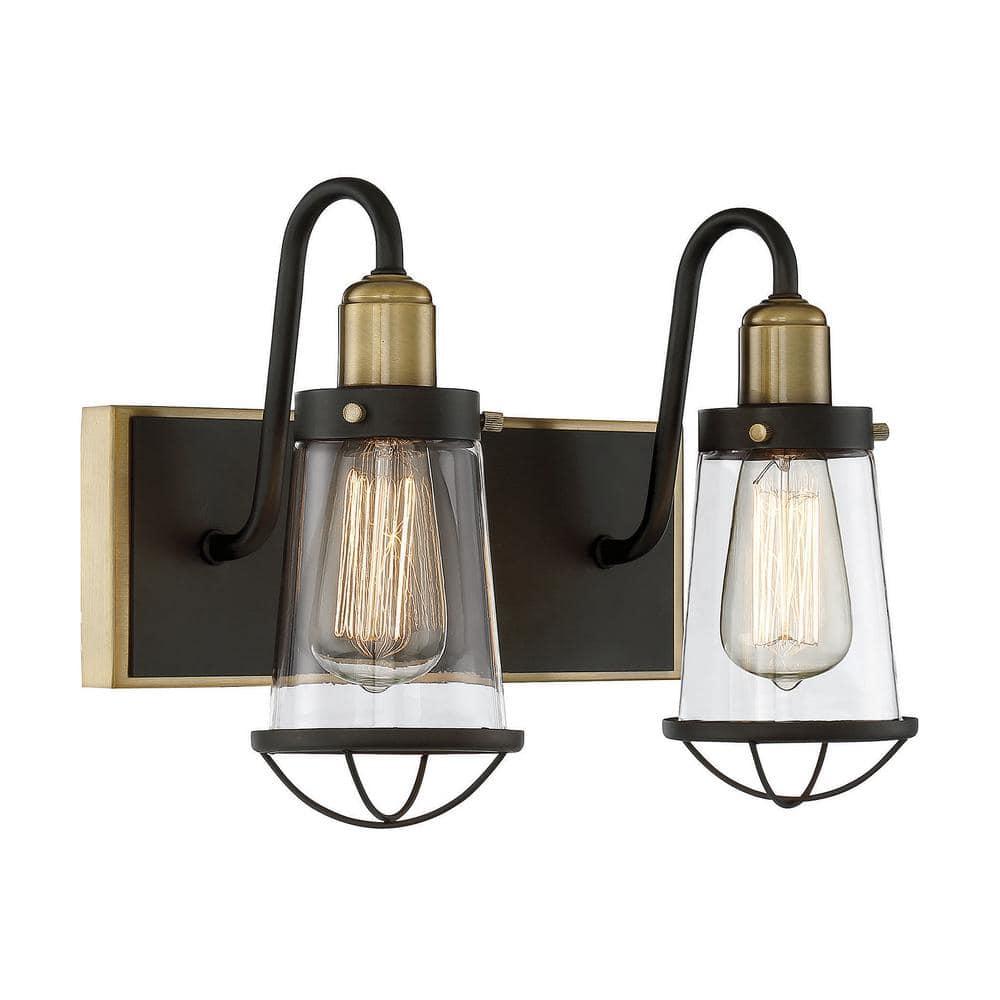 Savoy House Lansing 2 - Light Vanity in  English Bronze/Warm Brass