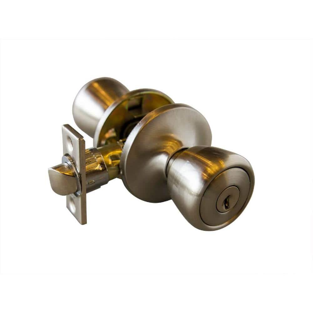 Design House Terrace 6-Way Universal Keyed Entry Door Knob, Satin Nickel