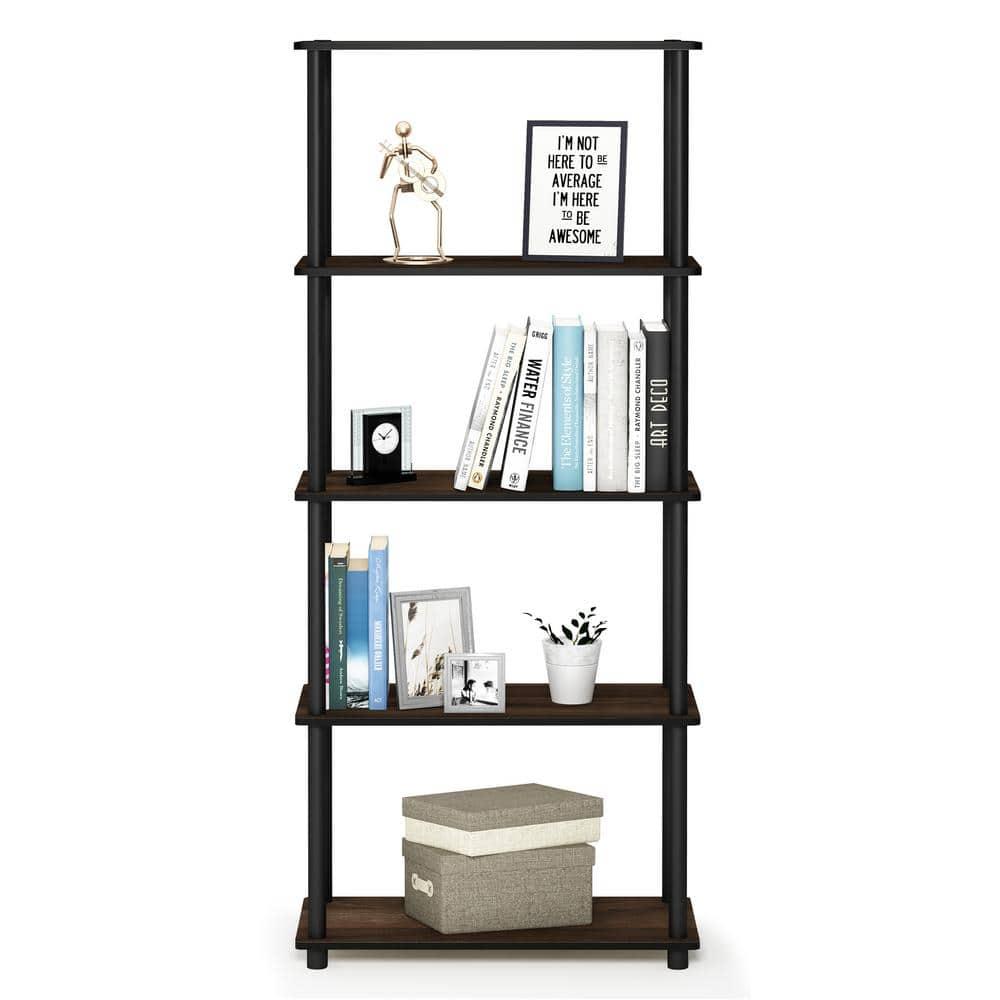 Furinno 23.6 W x 11.6 D x 57.4 H 5-Shelf Decorative Shelves, Brown and Black
