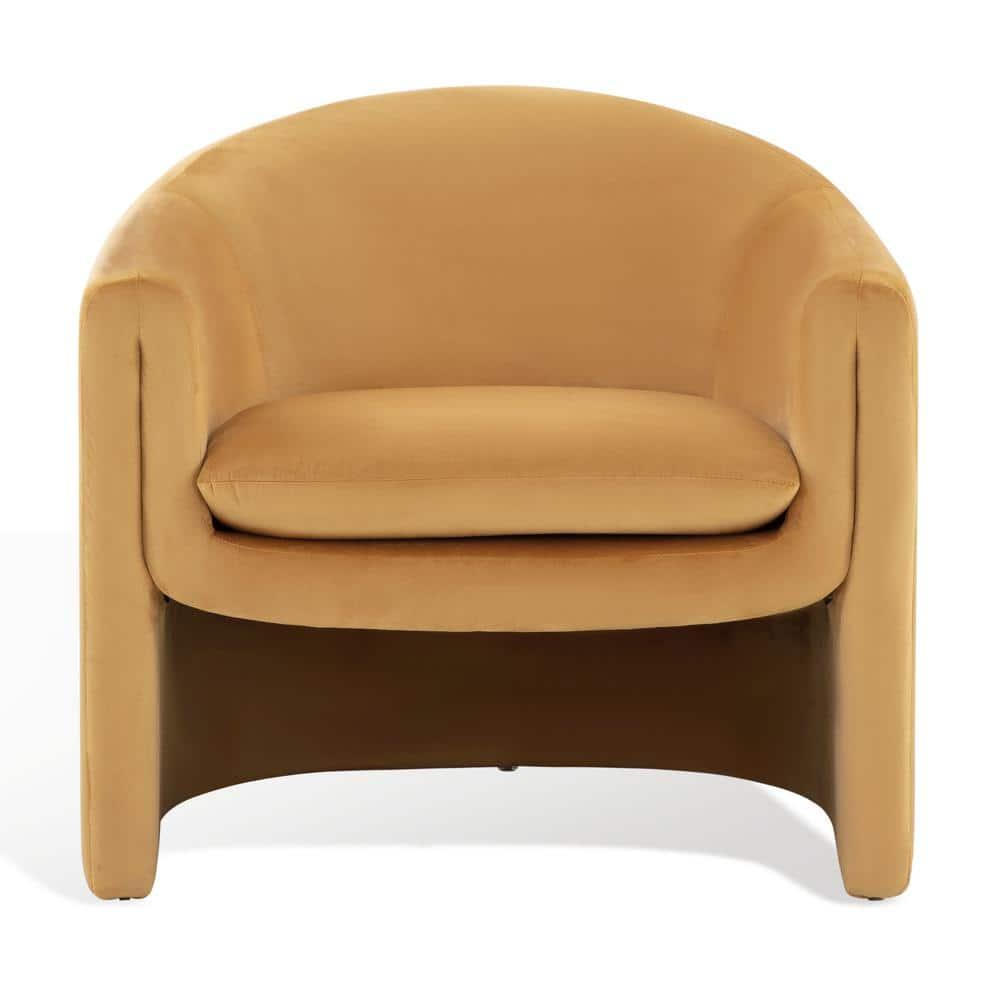 SAFAVIEH Couture Laylette Modern Velvet Solid Accent Chair, Pumpkin Orange