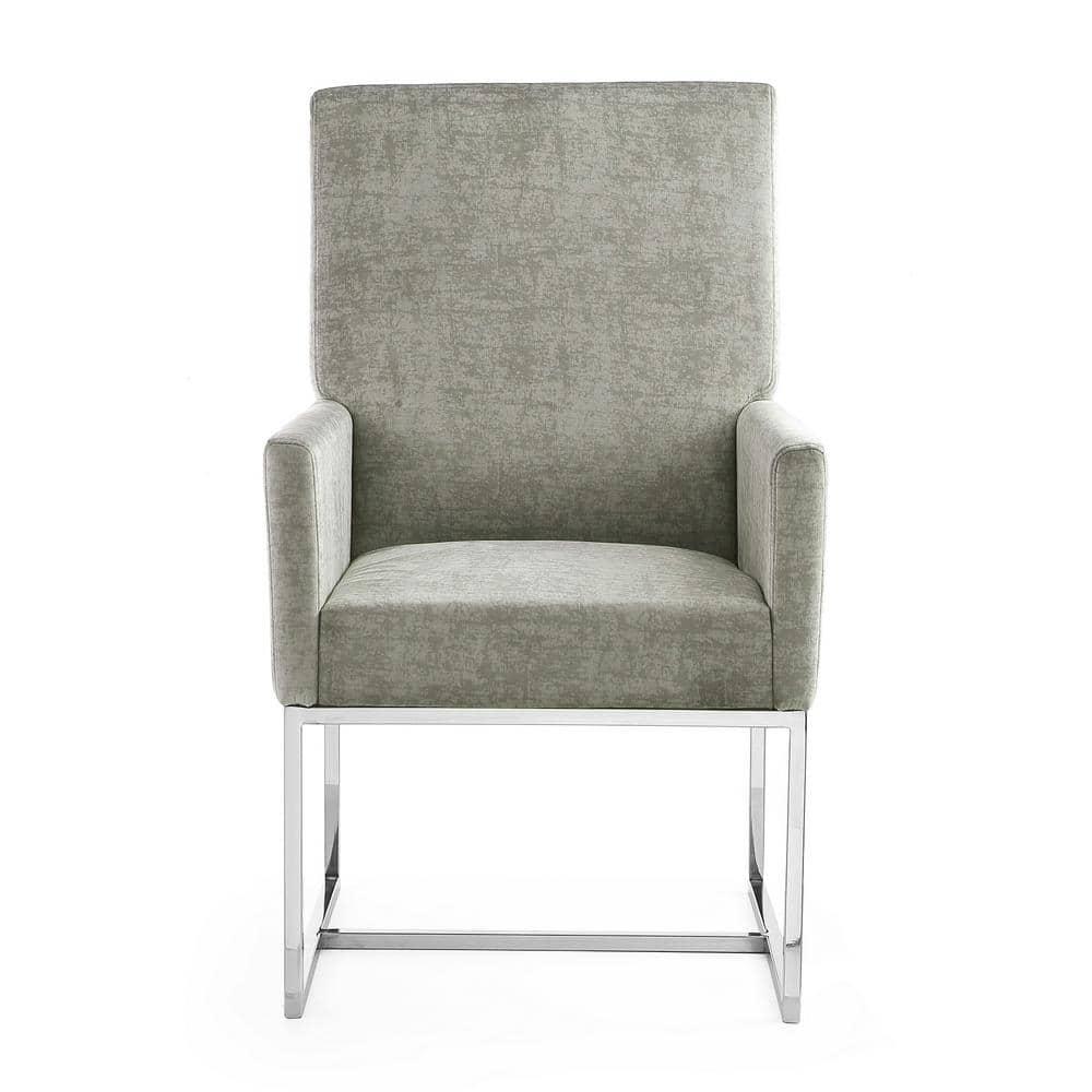 High-Back Steel Velvet Upholstered Arm Chair