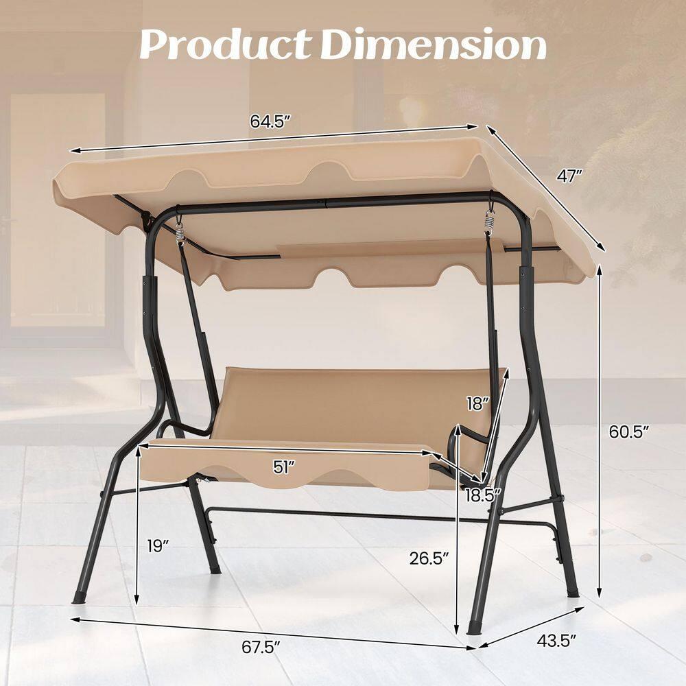 Arlmont & Co. Arlmont & Co. Patio 3 Seats Canopy Swing Glider Hammock Steel Frame Cushioned Backyard