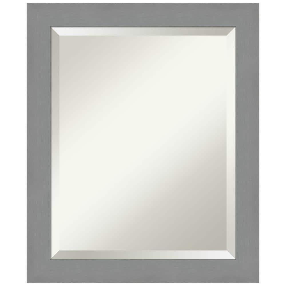 20" x 24" Brushed Nickel Framed Bathroom Vanity Wall Mirror - Amanti Art: Modern Rectangle, No Assembly Required