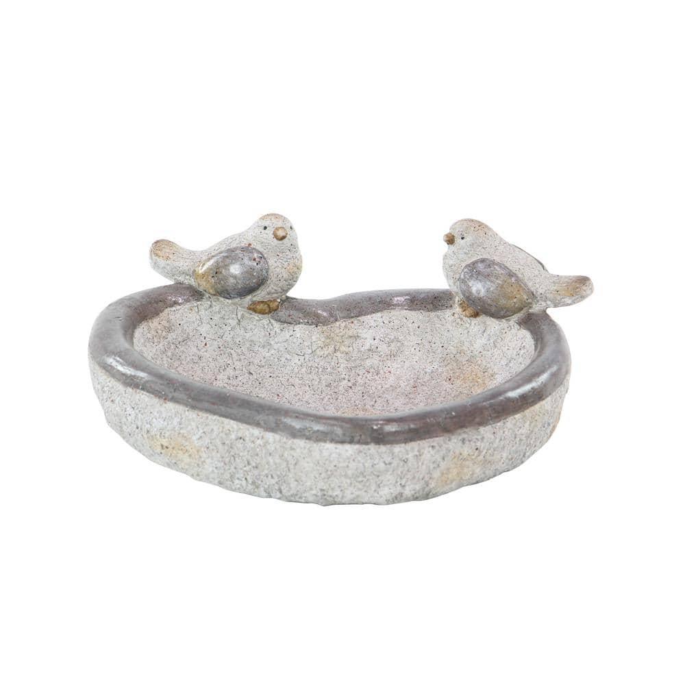 DecMode 6" Indoor Outdoor Bird Garden Sculpture with Bath Bowl