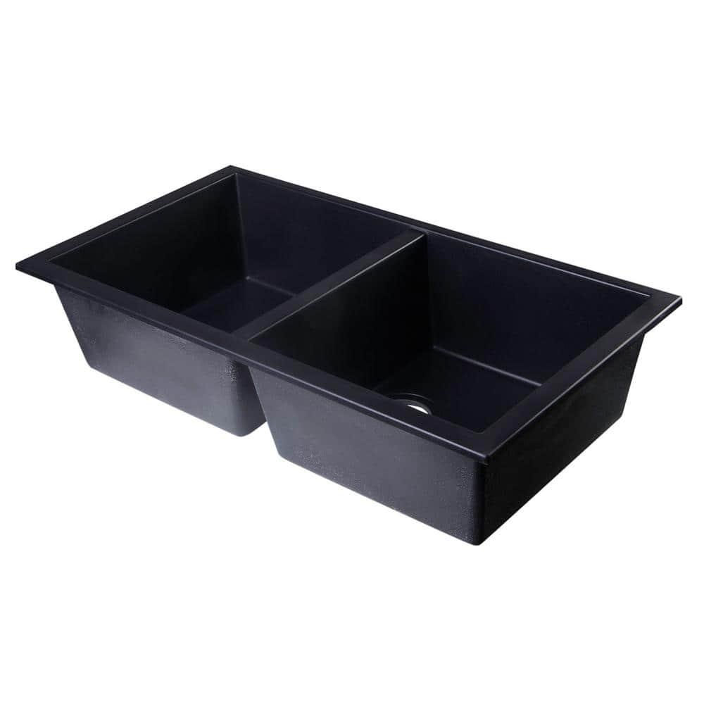 34'' L Double Bowl Granite Kitchen Sink