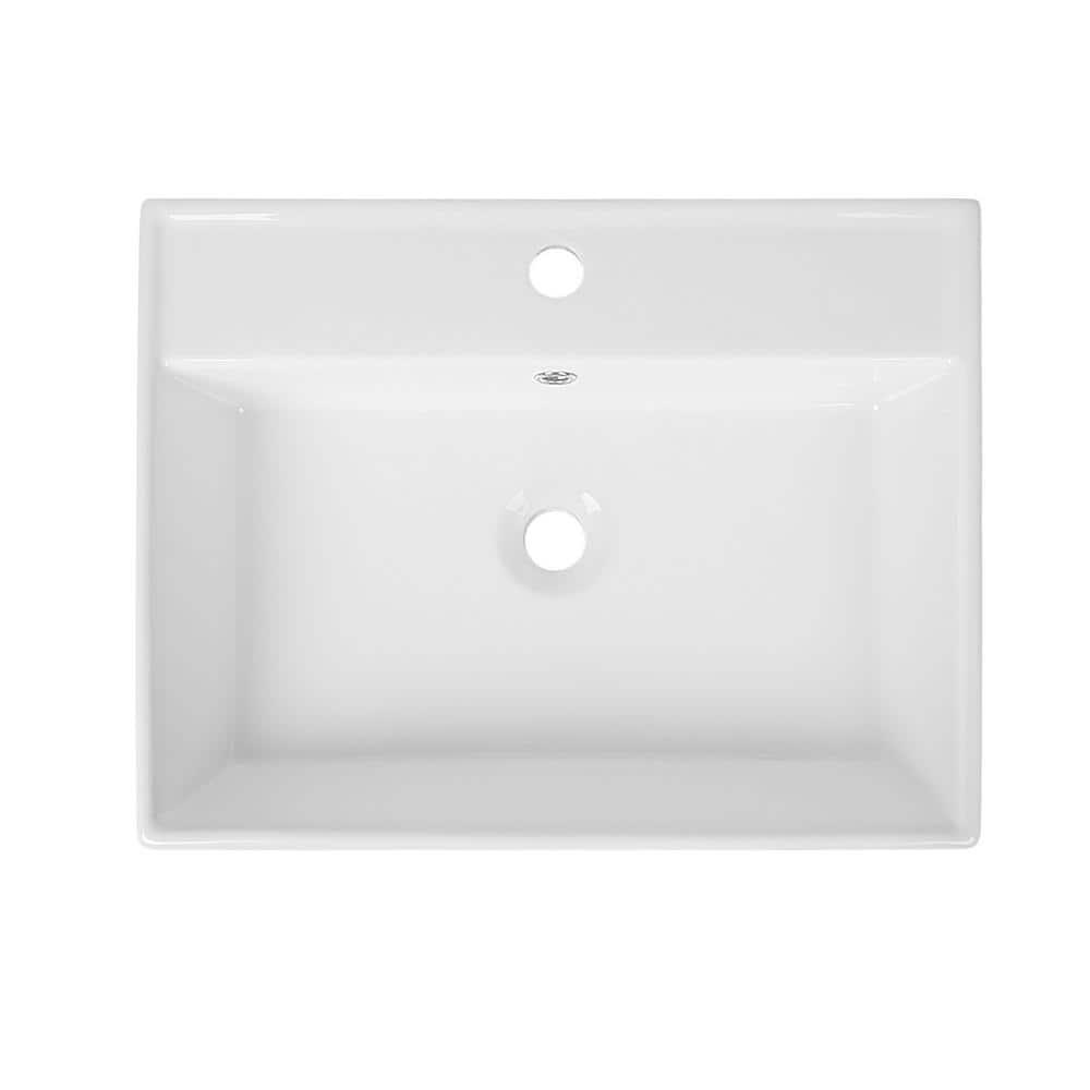 23'' x 18'' White Rectangular Vitreous China Wall Mount Bathroom Sink with Overflow