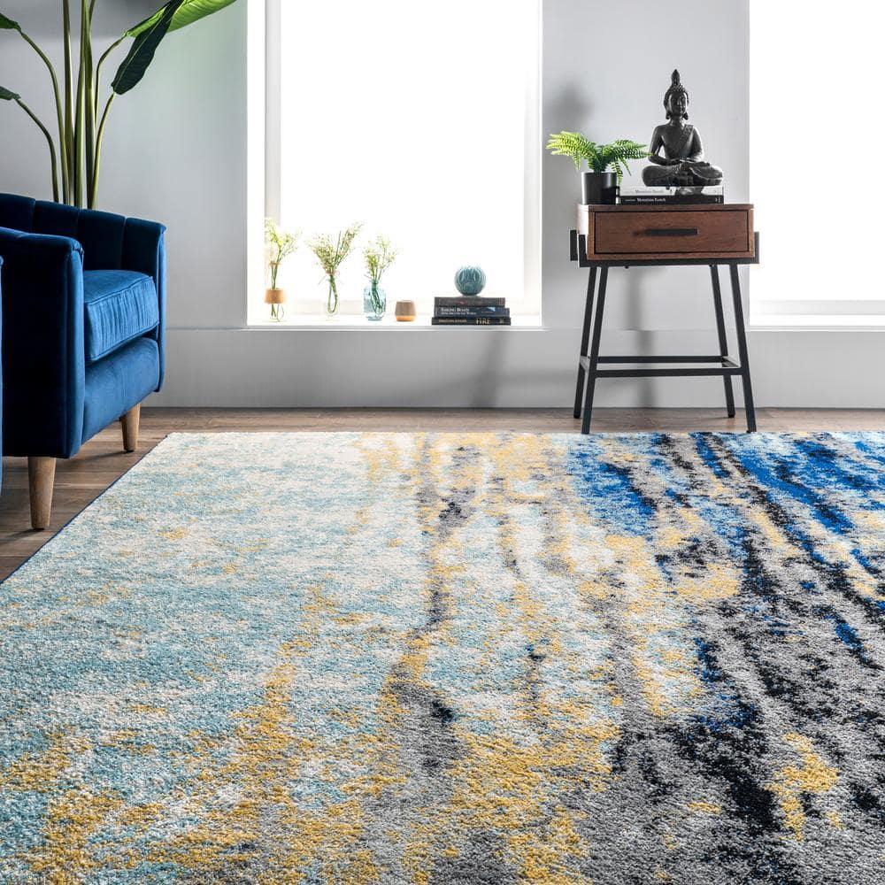 nuLOOM Waterfall Vintage Abstract Area Rug, 8', Blue