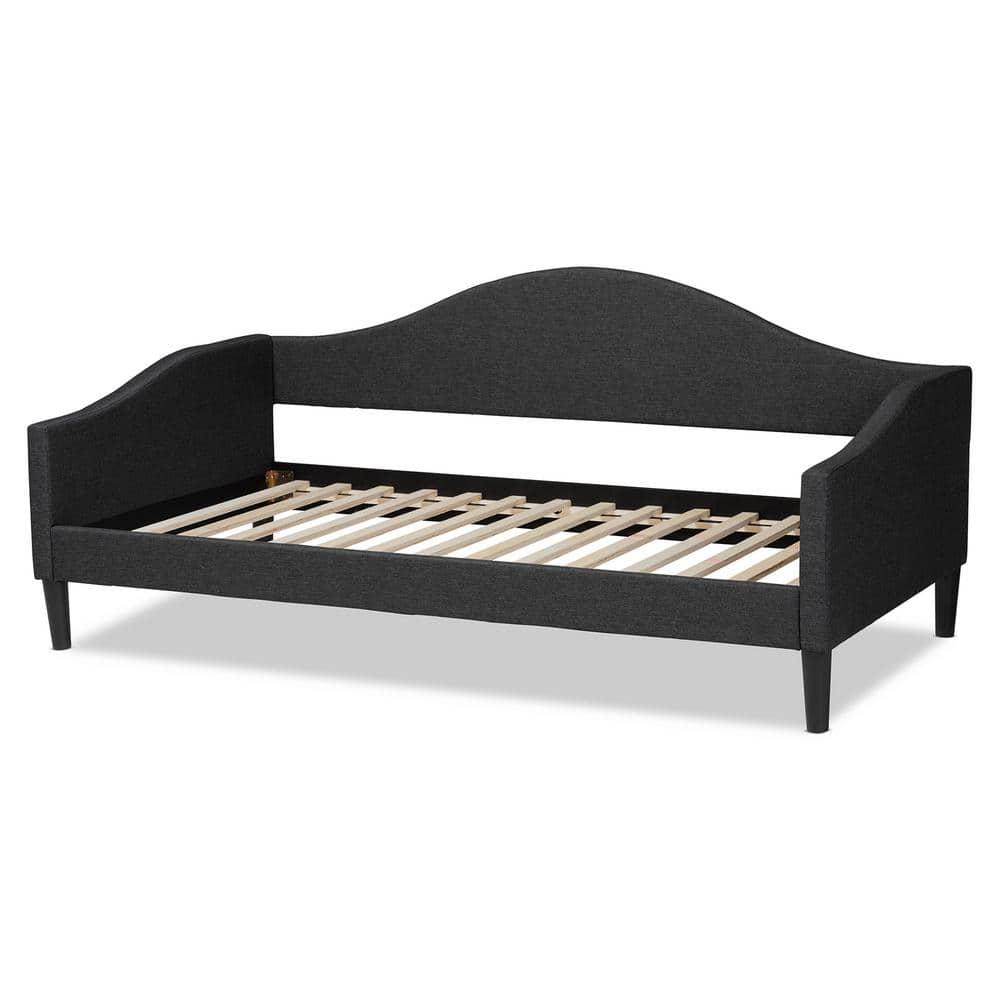 Full Milligan Upholstered Wood Daybed Charcoal/Dark Brown - Baxton Studio: Elegant Bedroom Furniture, No Trundle