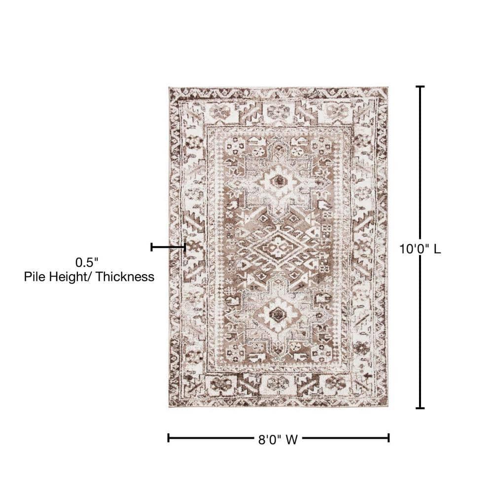 Vintage Hamadan VTH211 Power Loomed Area Rug - Brown/Ivory - 8'x10' - Safavieh.