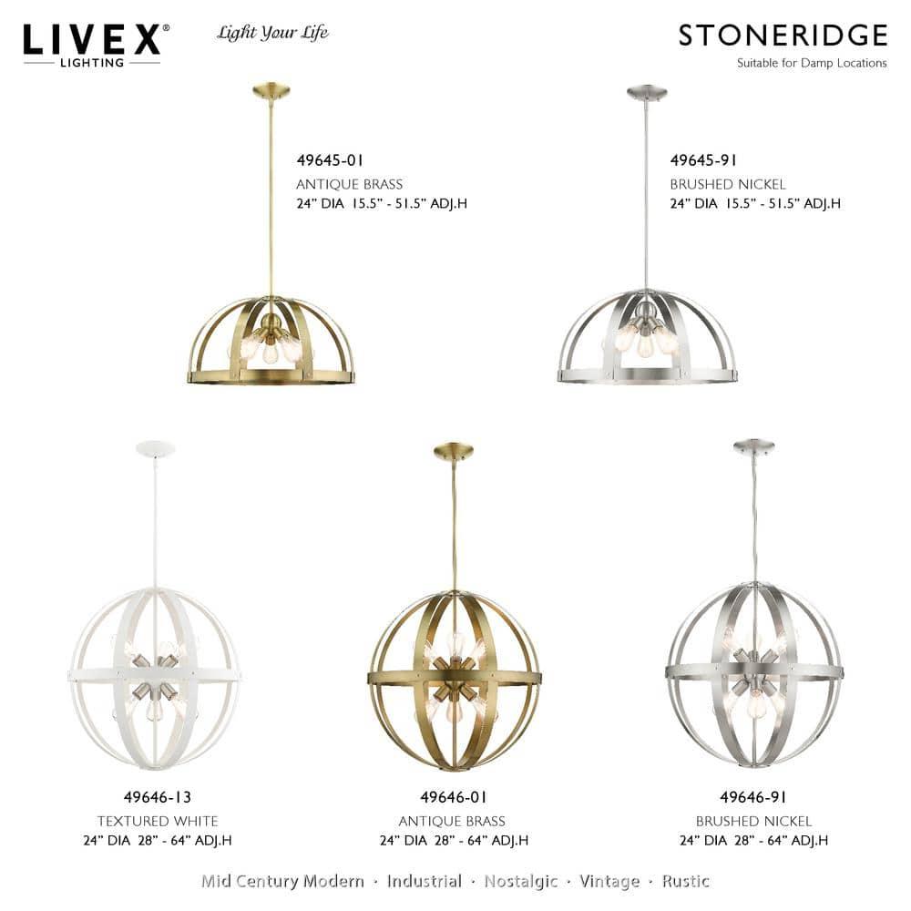 Livex Lighting Stoneridge 6 - Light Pendant in  Antique Brass