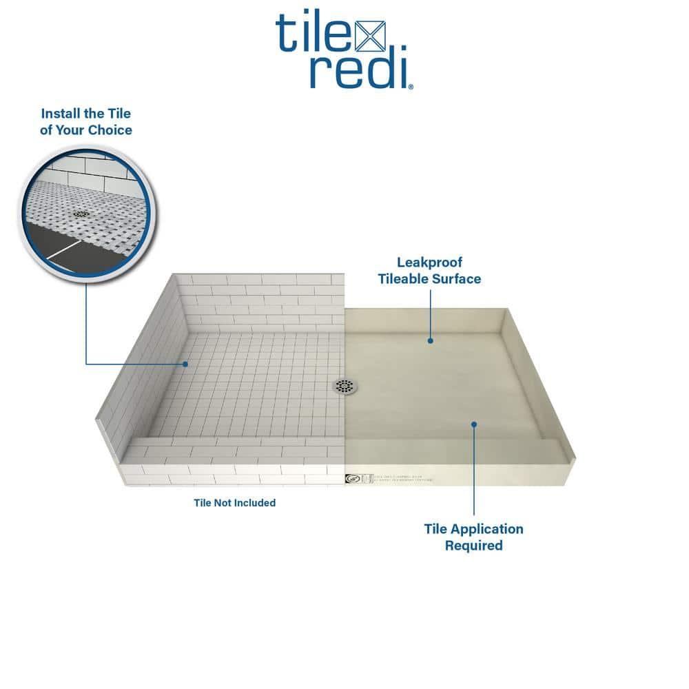 Tile Redi P3260c-Pvc Redi Base 60" X 32" Rectangular Shower Base - Chrome