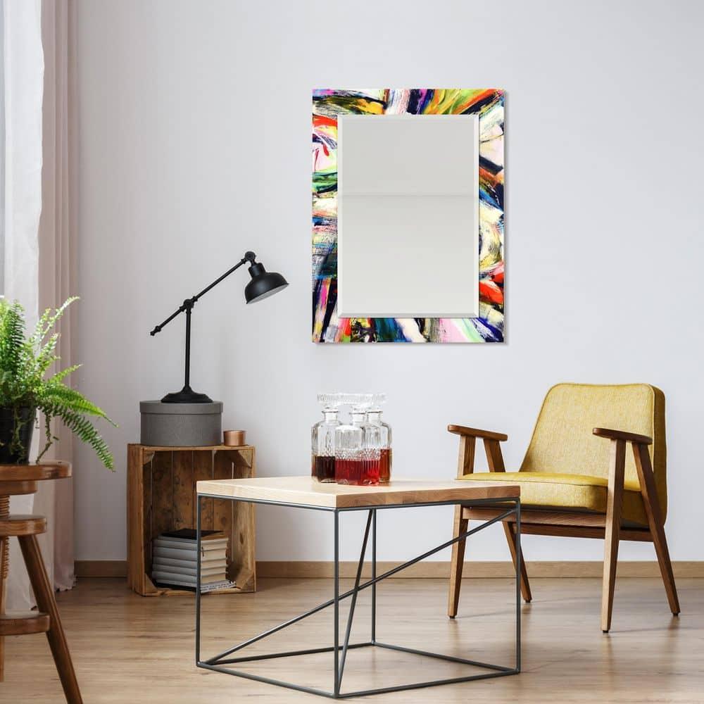 Empire Art Direct Rock Star Rectangular Beveled Mirror on Free Floating Printed Tempered Art Glass, 40" x 30" x 0.4" each, Ready to Hang