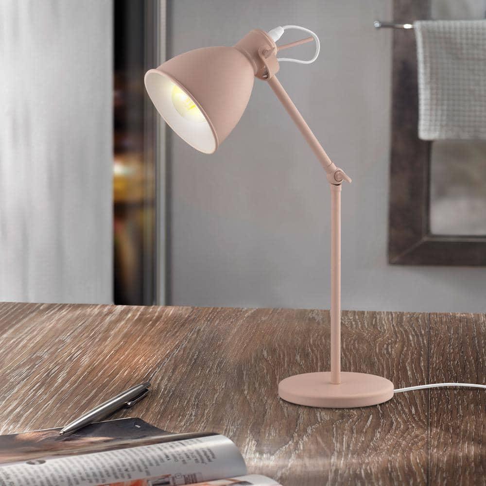 EGLO Priddy 17.05-in Adjustable Pastel Apricot Standard Desk Lamp with Metal Shade
