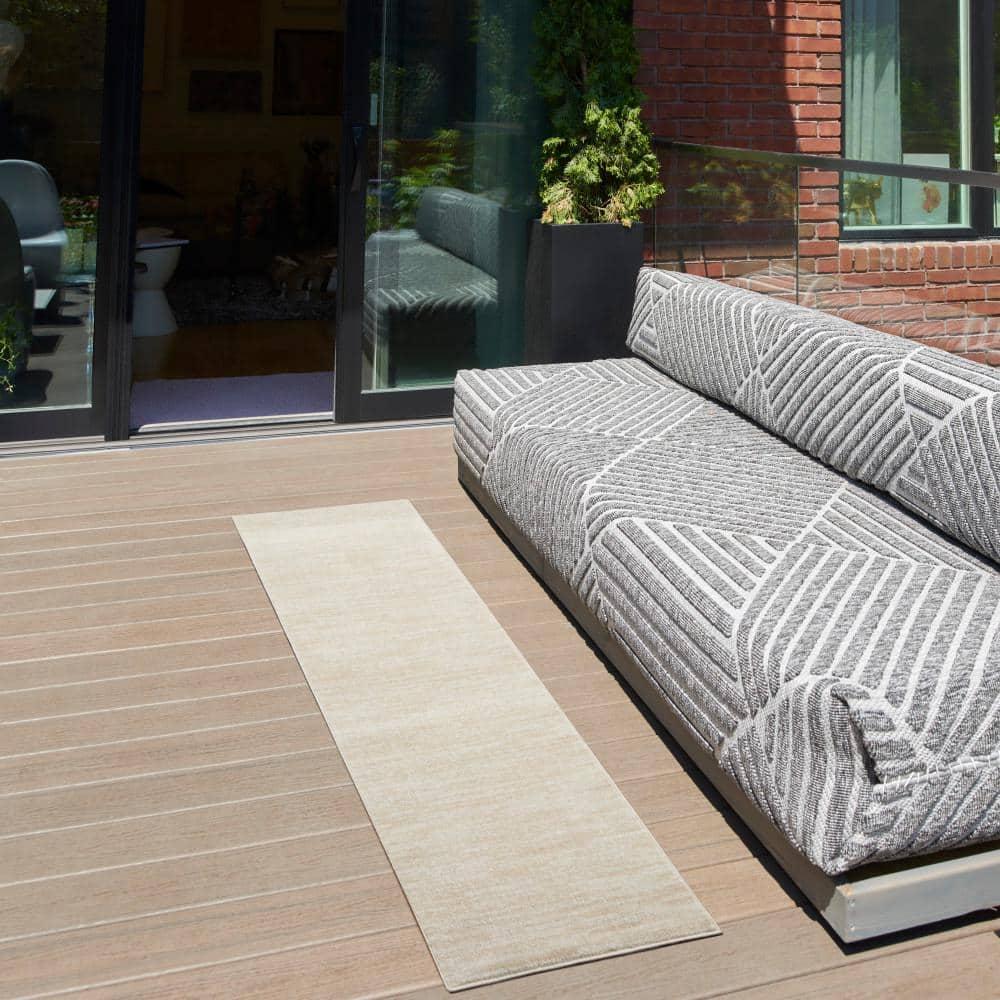 Nourison Essentials Easy Care Indoor Outdoor Area Rug - Ivory Beige 2'2" x 10'