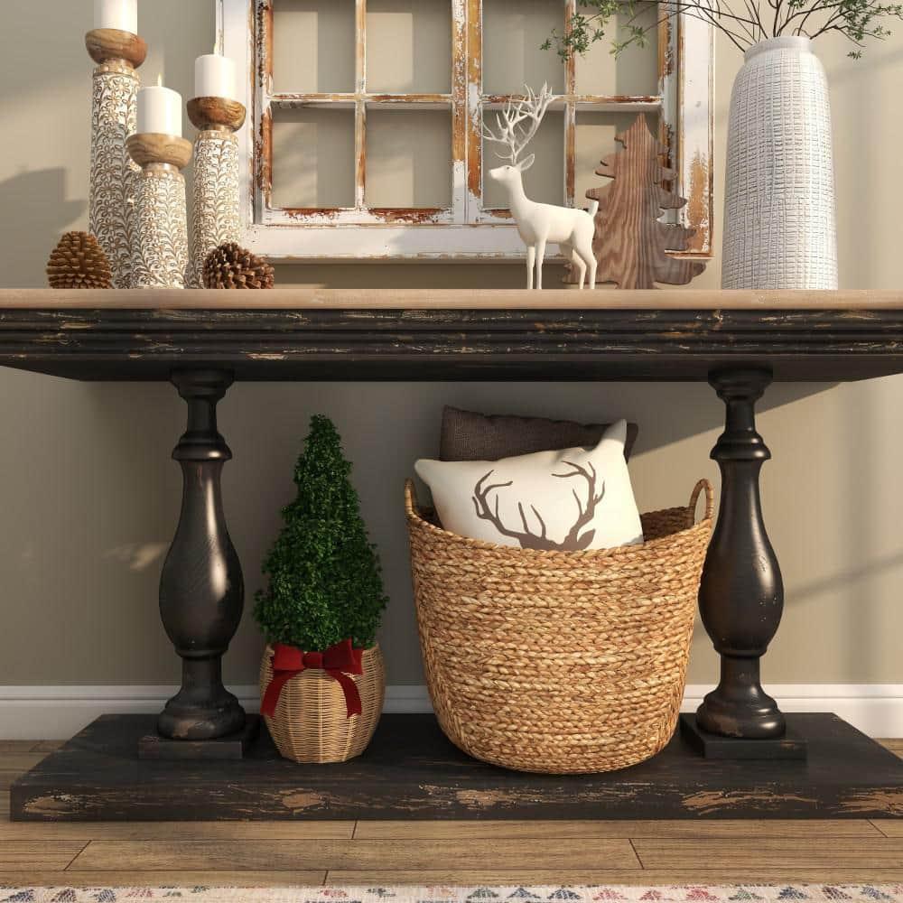 Deco 79 Seagrass Handmade Decorative and Functional Storage Basket Large Woven Basket Organizer with Ring Handles, Basket for Storage 20" x 18" x 19", Brown