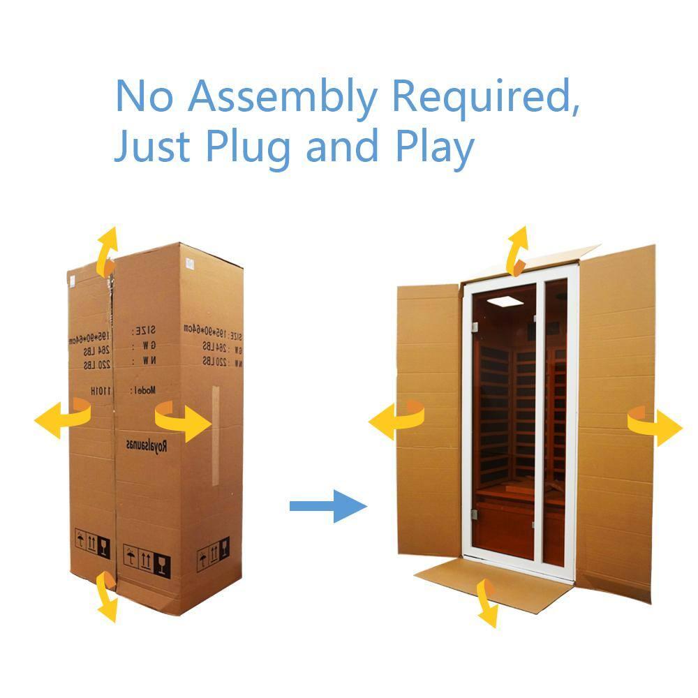 1-Person Extendable Indoor FAR Infrared Sauna Bluetooth Compatible with 6 Carbon Heaters