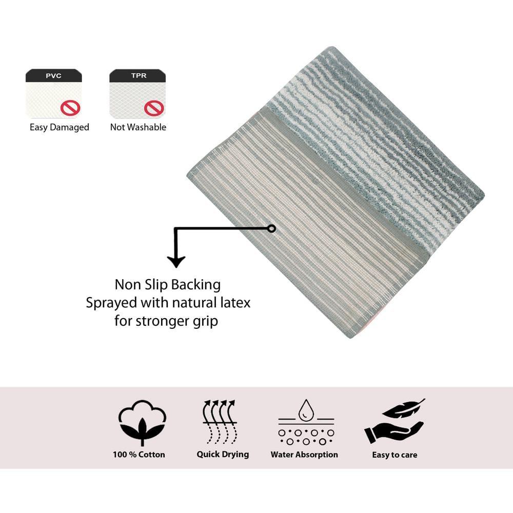 Home Weavers Gradation Collection 100% Cotton Bath Rug, Soft & Absorbent Bath Mat, Non-Slip, Machine Washable Rug for Bath Floor, 20"x20" Contour, Gray