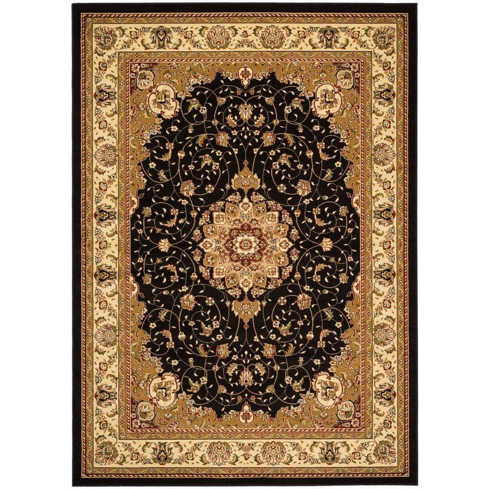Lyndhurst LNH329 Power Loomed Area Rug - Black/Ivory - 4'x6' - Safavieh