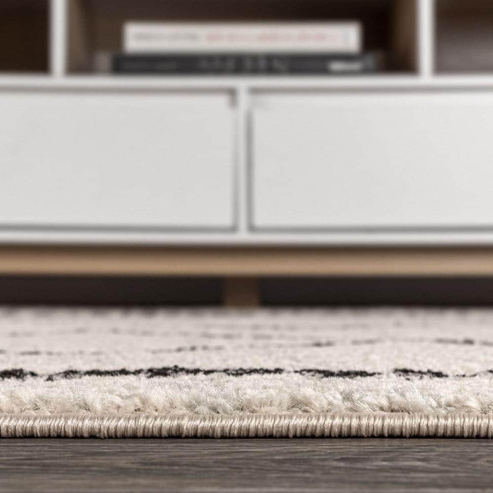 8'x10' Zaina Moroccan Beni Souk Area Rug, Cream/Black - JONATHAN Y