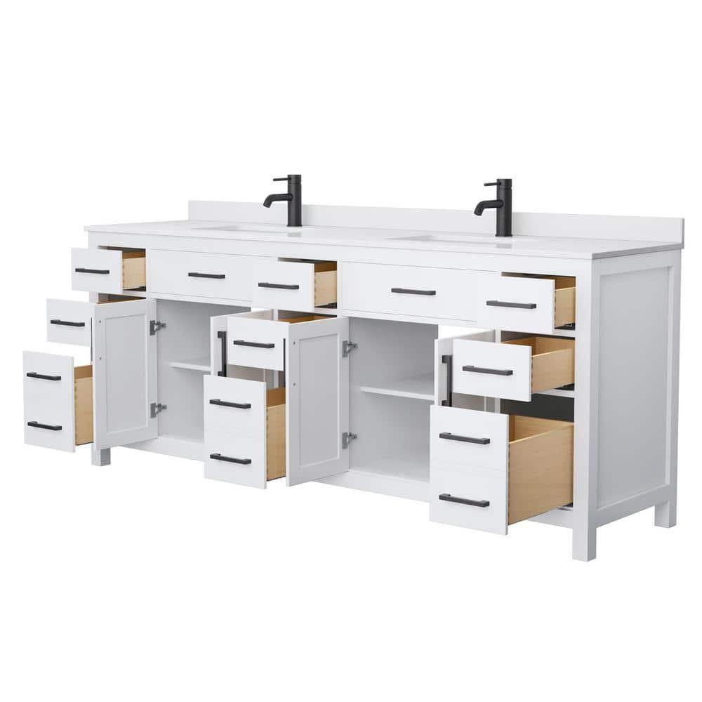 Beckett 84" Freestanding Double Bathroom Vanity with Cultured Marble Top