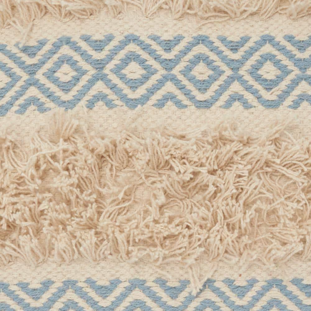 Mina Victory Life Styles Cotton Diamond Stripe Throw Pillow in Ocean Blue/Beige