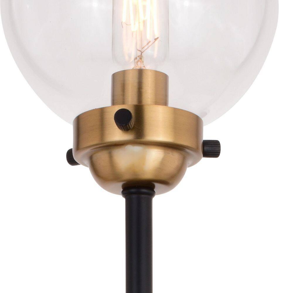 Vaxcel Orbit 2 Light Brass and Oil Rubbed Bronze Industrial MCM Wall Sconce Clear Glass Globe