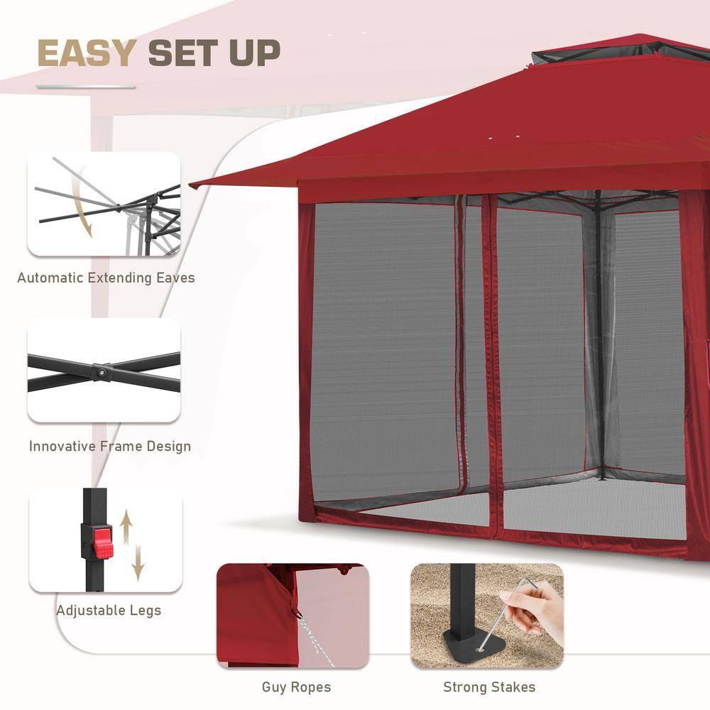 EAGLE PEAK Pop up Patio Gazebo 13 Ft. W x 13 Ft. D Metal Patio
