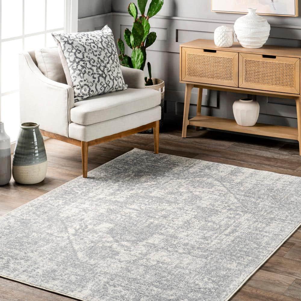 Nuloom 4x6 Justine Vintage Medallion Indoor Area Rug, Grey, Faded Persian Design, Stain Resistant, BedroomLiving Room, Kitchen,