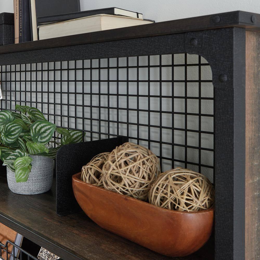 Sauder Steel River Industrial Desktop Hutch, Carbon Oak Finish
