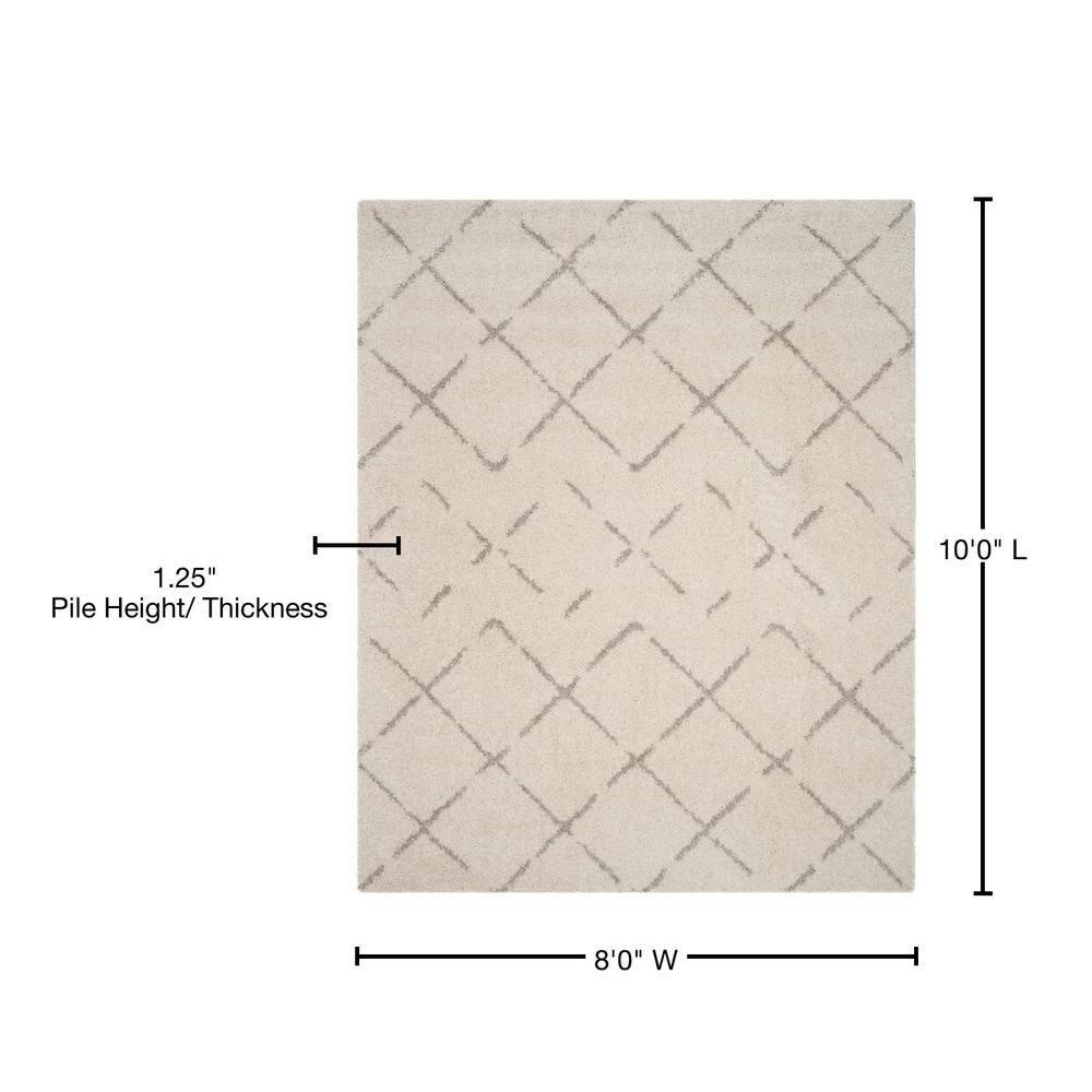 Arizona Shag ASG743 Power Loomed Indoor Area Rug - Ivory/Beige - 8'x10' - Safavieh