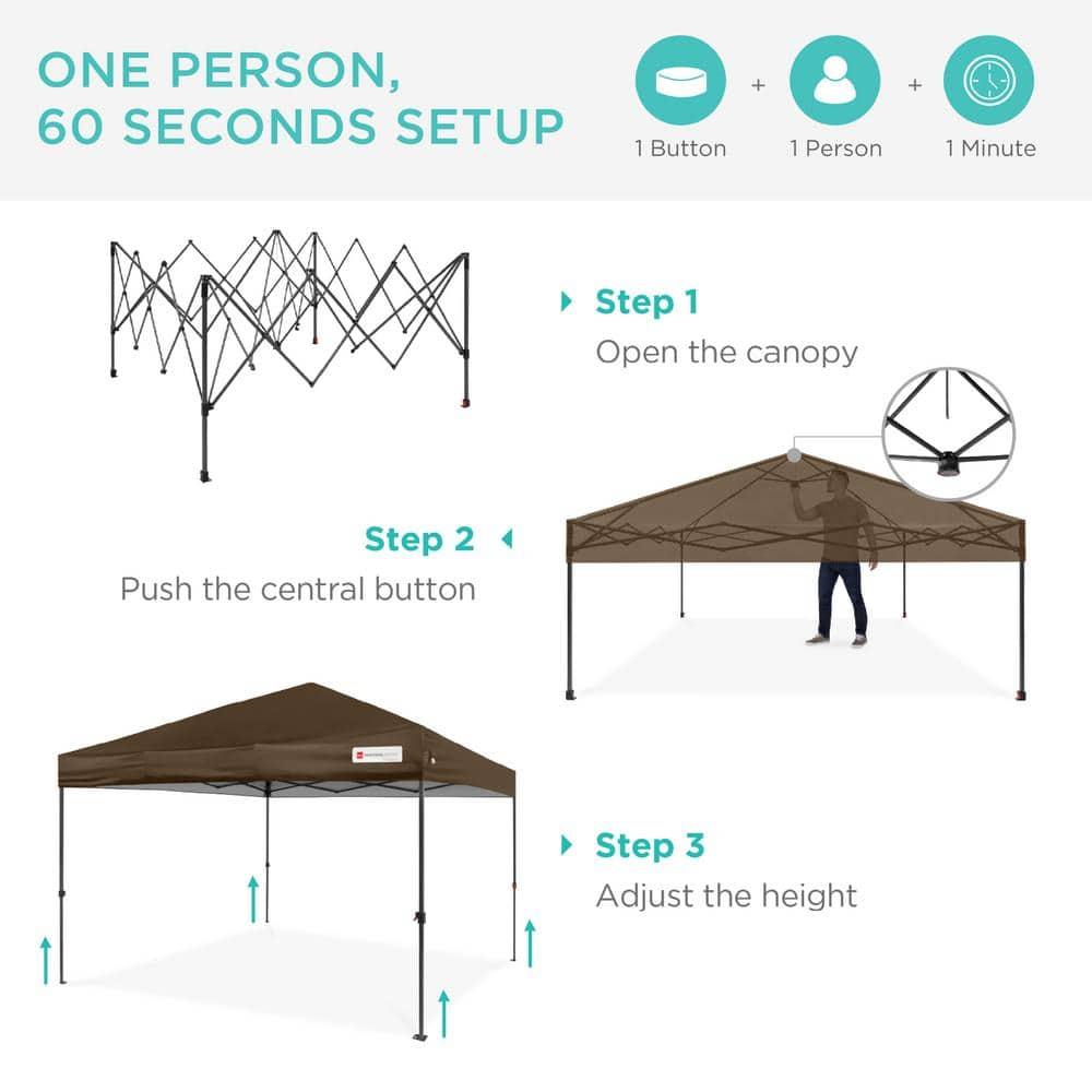 Best Choice Products Best Choice Products Easy Setup Pop Up Canopy W/ 1-Button Setup, Wheeled Case, 4 Weight Bags