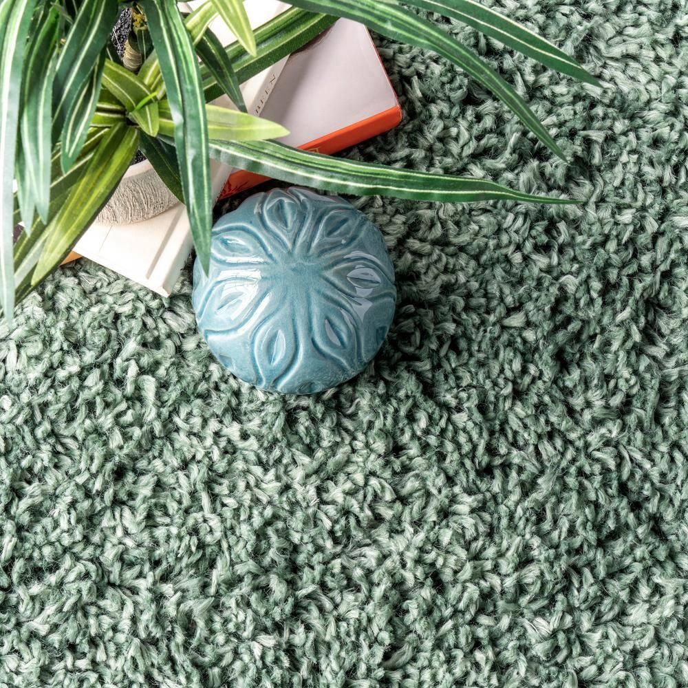 Nuloom Kara Solid 6 Round Shag Indoor Area Rug for Living Room Bedroom Dining Room Nursery, Green