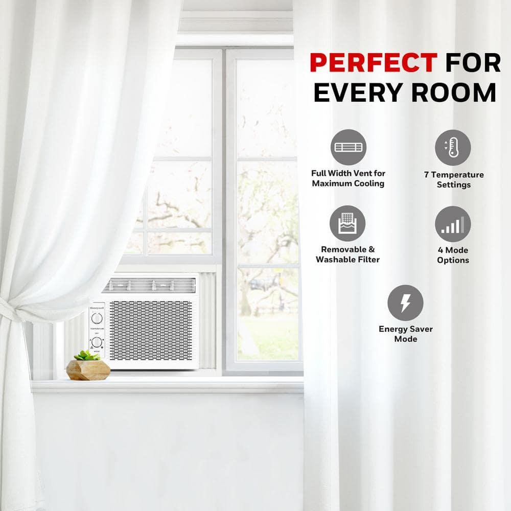 Honeywell 5,000 BTU Window Air Conditioner, Adjustable Thermostat, 7 settings, Quiet, 150 sq ft Coverage