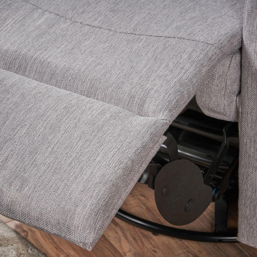 Noble House Warren Standard Fabric Glider Swivel Push Back Nursery Recliner, Gray